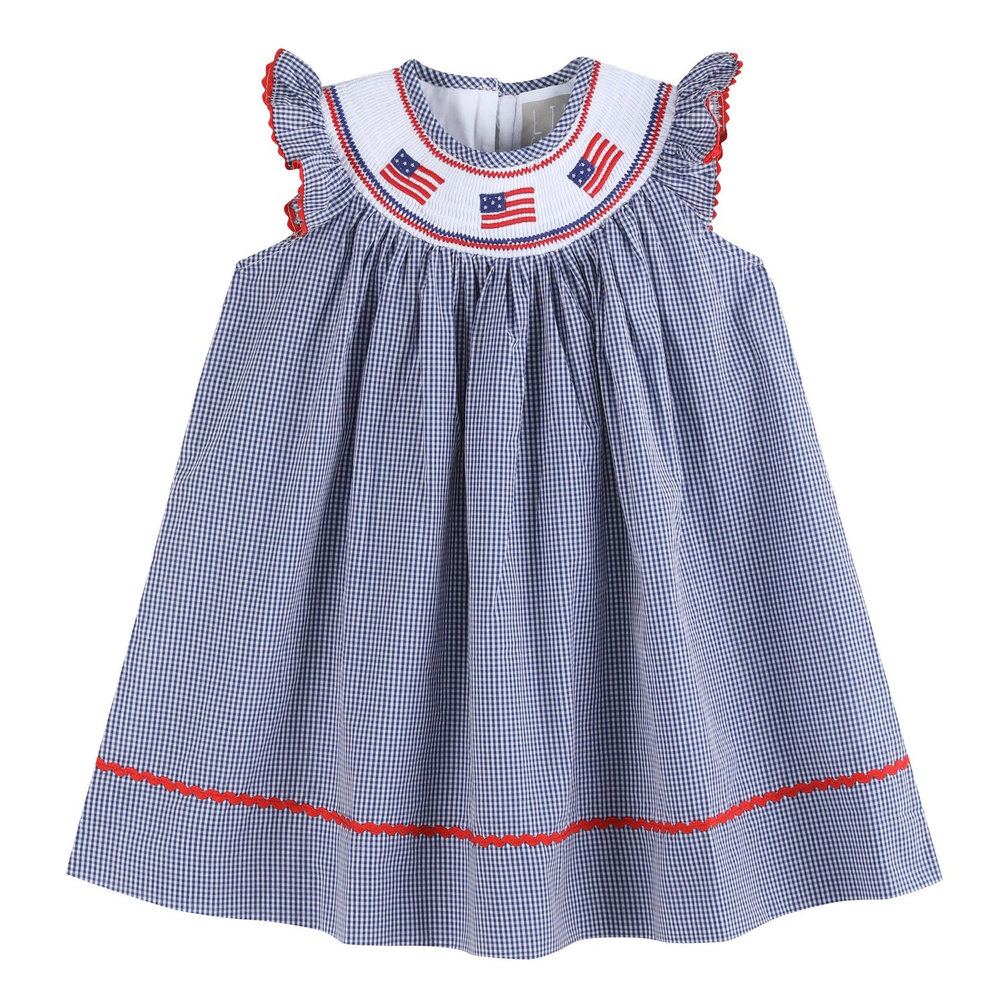 Blue USA Flag Smocked Bishop Dress