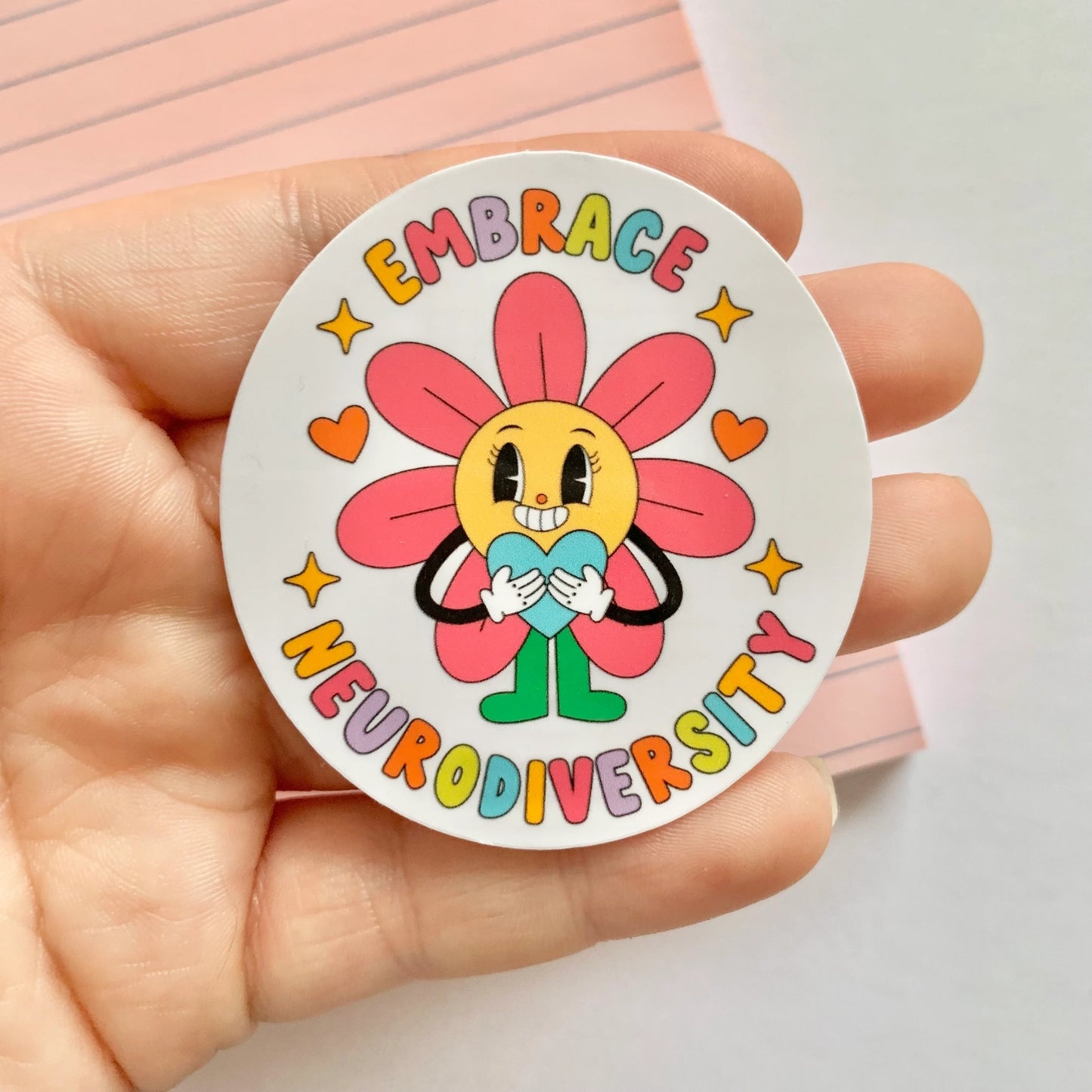Embrace Neurodiversity Flower Sticker - Mental Health Accept