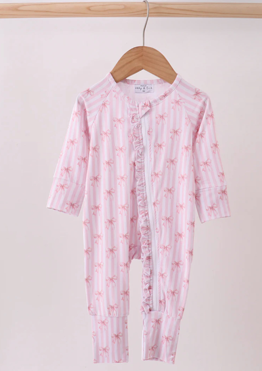 Bamboo • pink bow stripe zippy