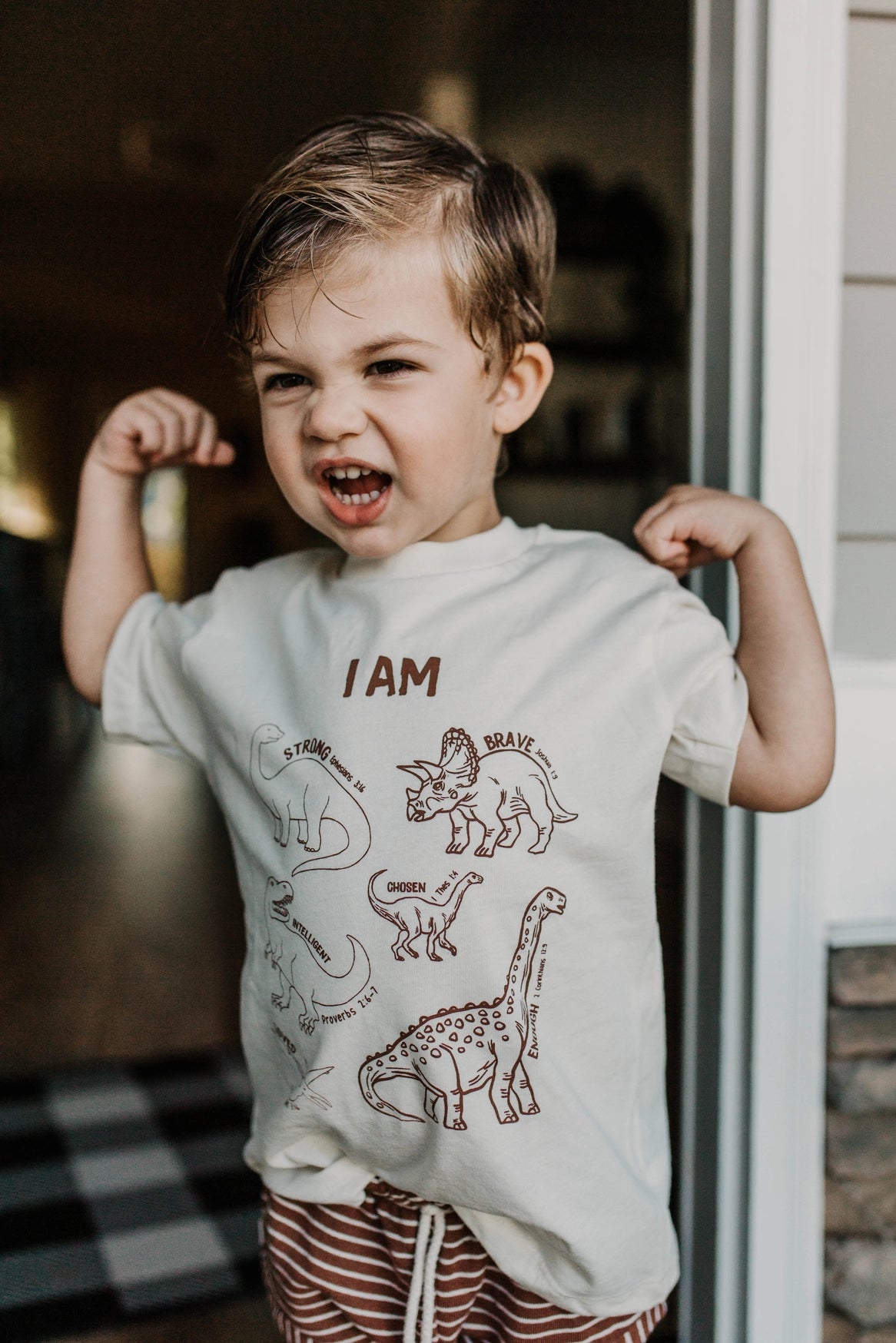 SALE - Dino Affirmation Words For Kids, Christian Shirts For Kids