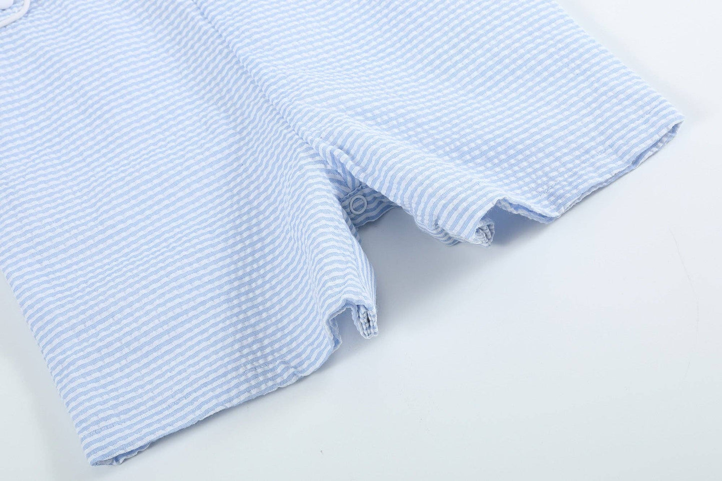 Blue Stripe Watermelon Smocked Shortalls