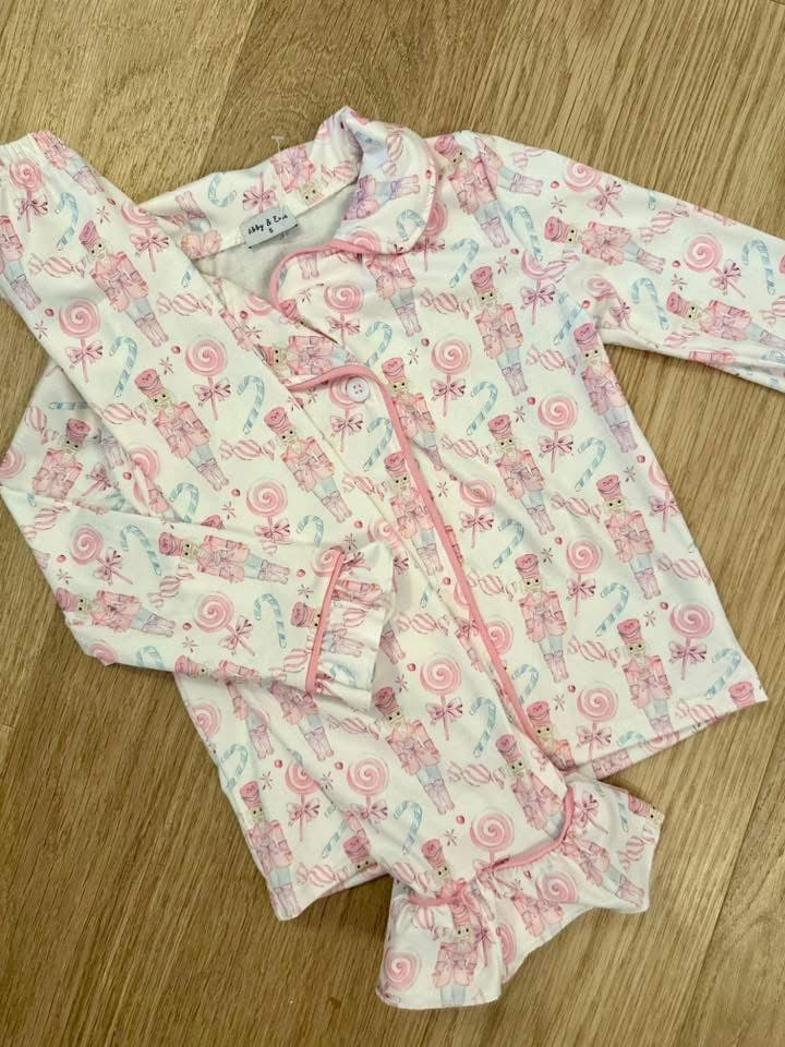 Christmas • pink Watercolor nutcracker girls pajama set