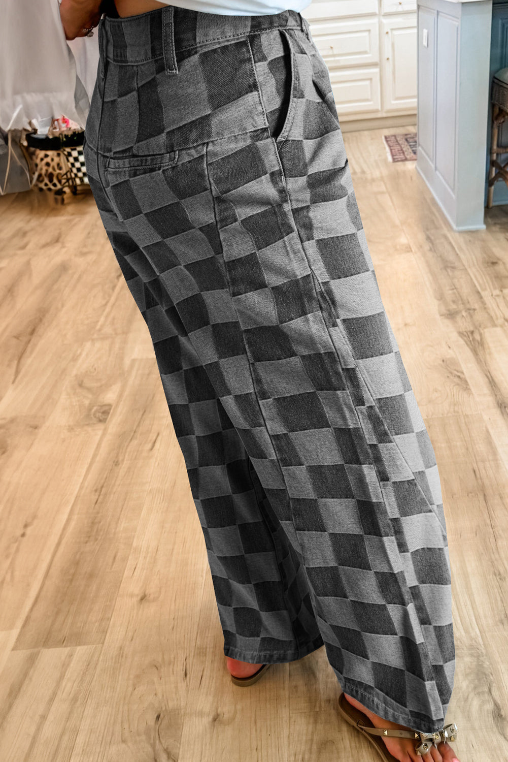 Grey Checkered Jeans LT