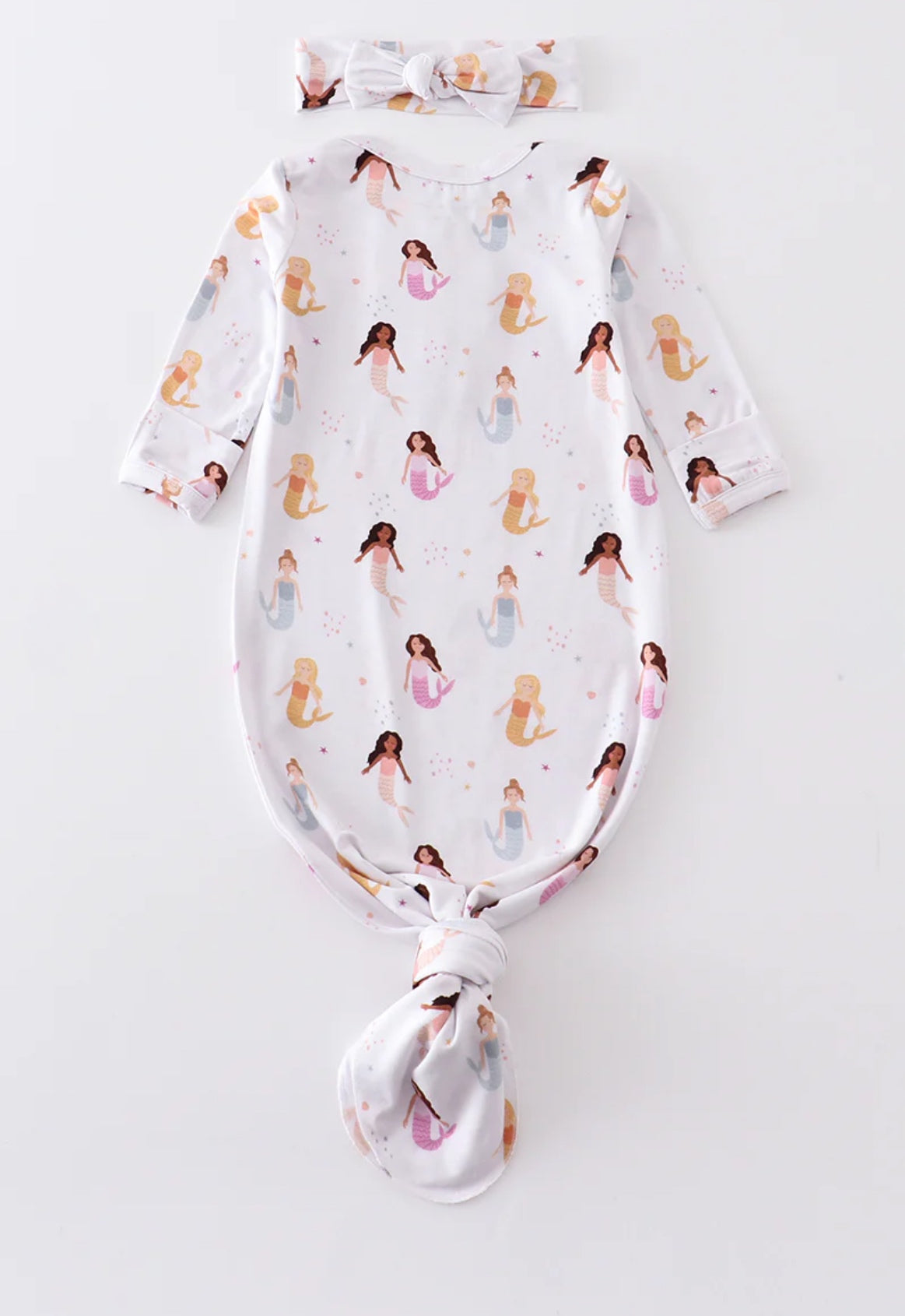 Baby Girls Bamboo mermaid print gown + headband