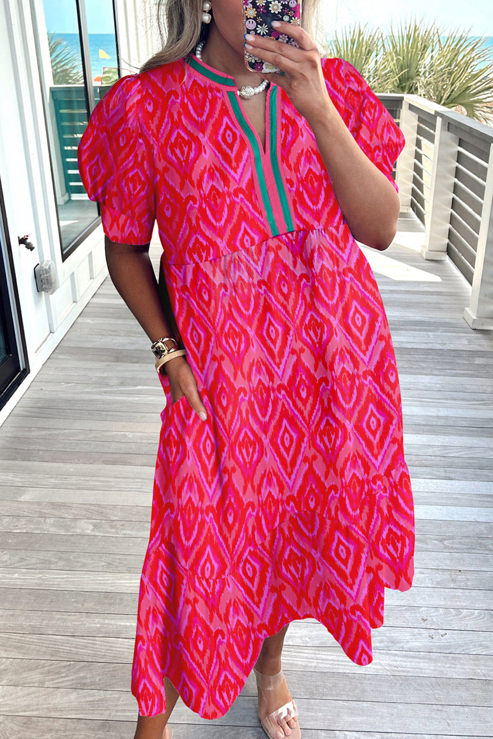 Print Contrast Curvy Dress LT
