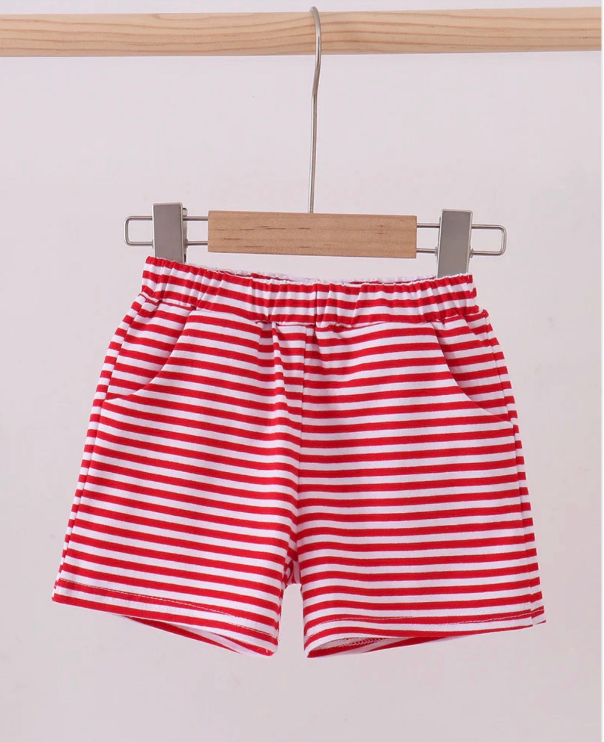 HD26 • boys red stripe shorts