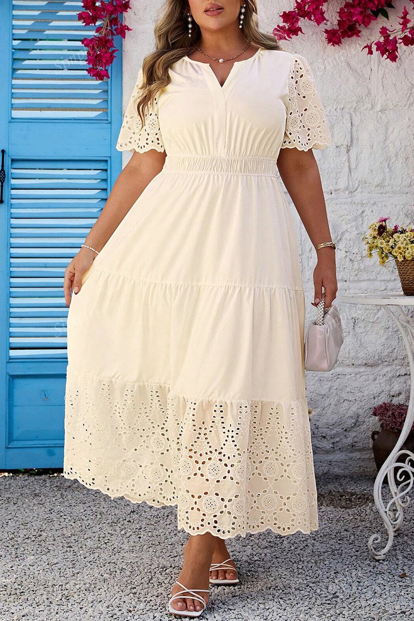 Apricot Plus Lace Dress