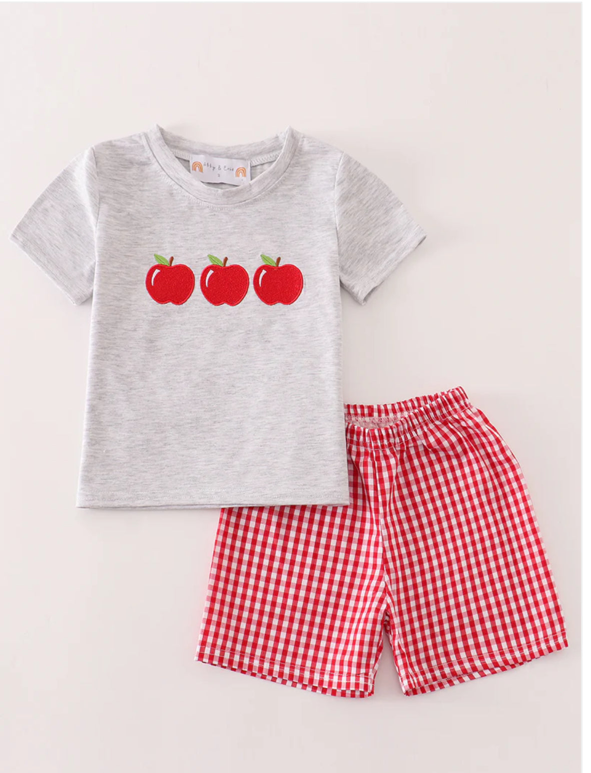 Back to school • embroidery apple set boys