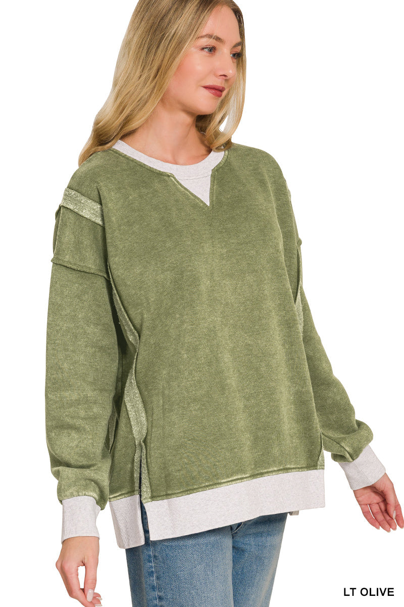 Fleece Acid Wash Zenana Pullover RTS