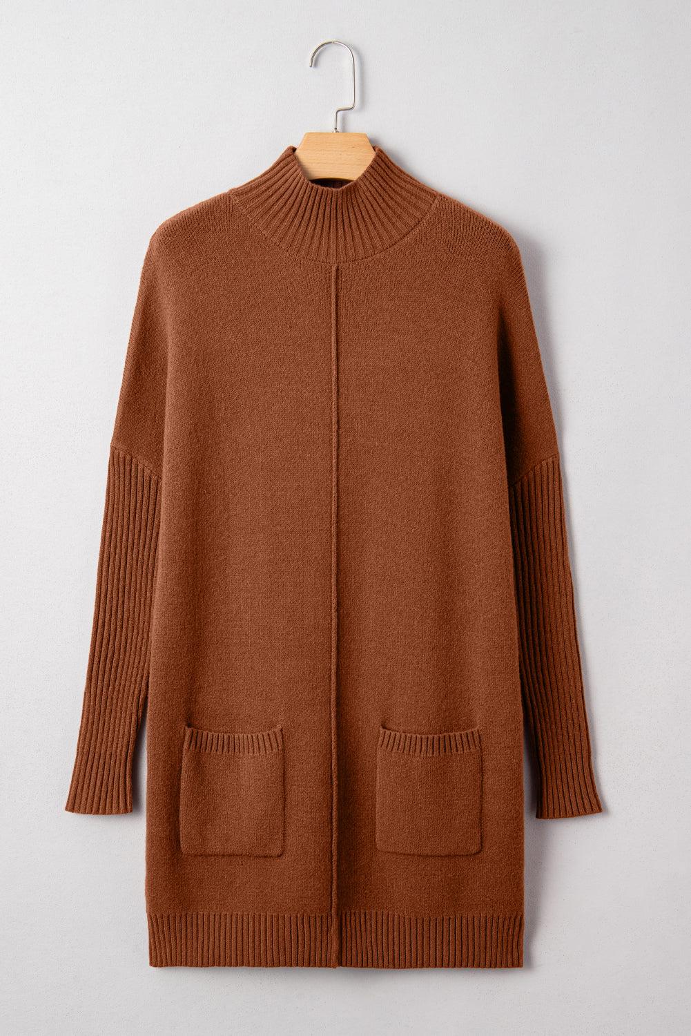 Chestnut Ribbed Sweater Dress RTS