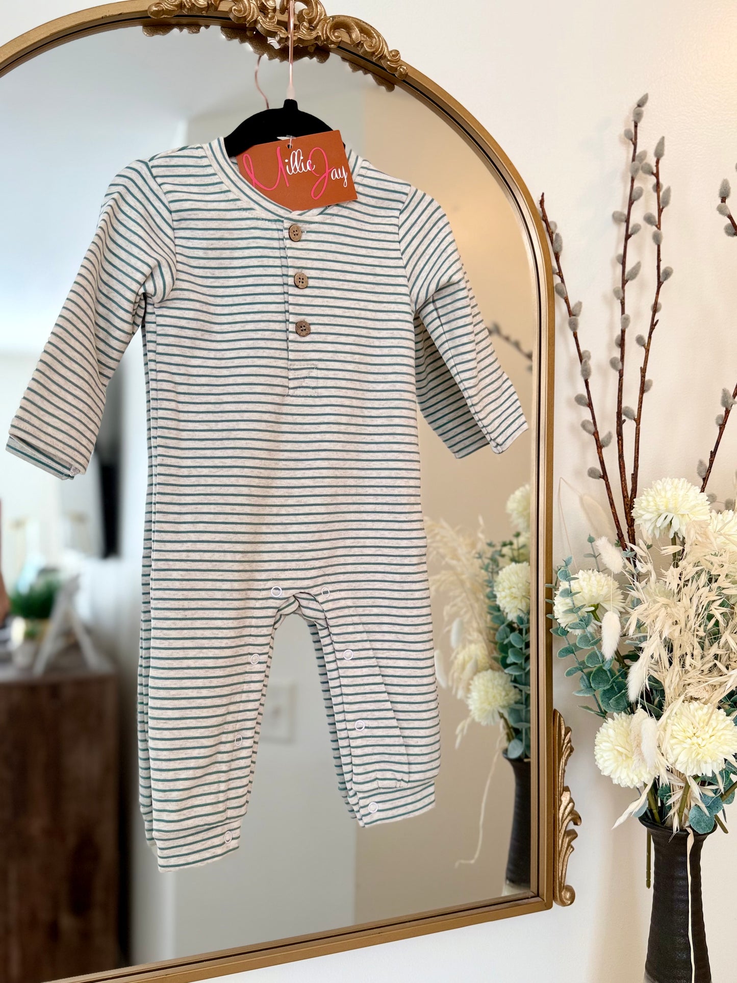 Mille Jay 2025 • Boys Easton Romper, green stripe