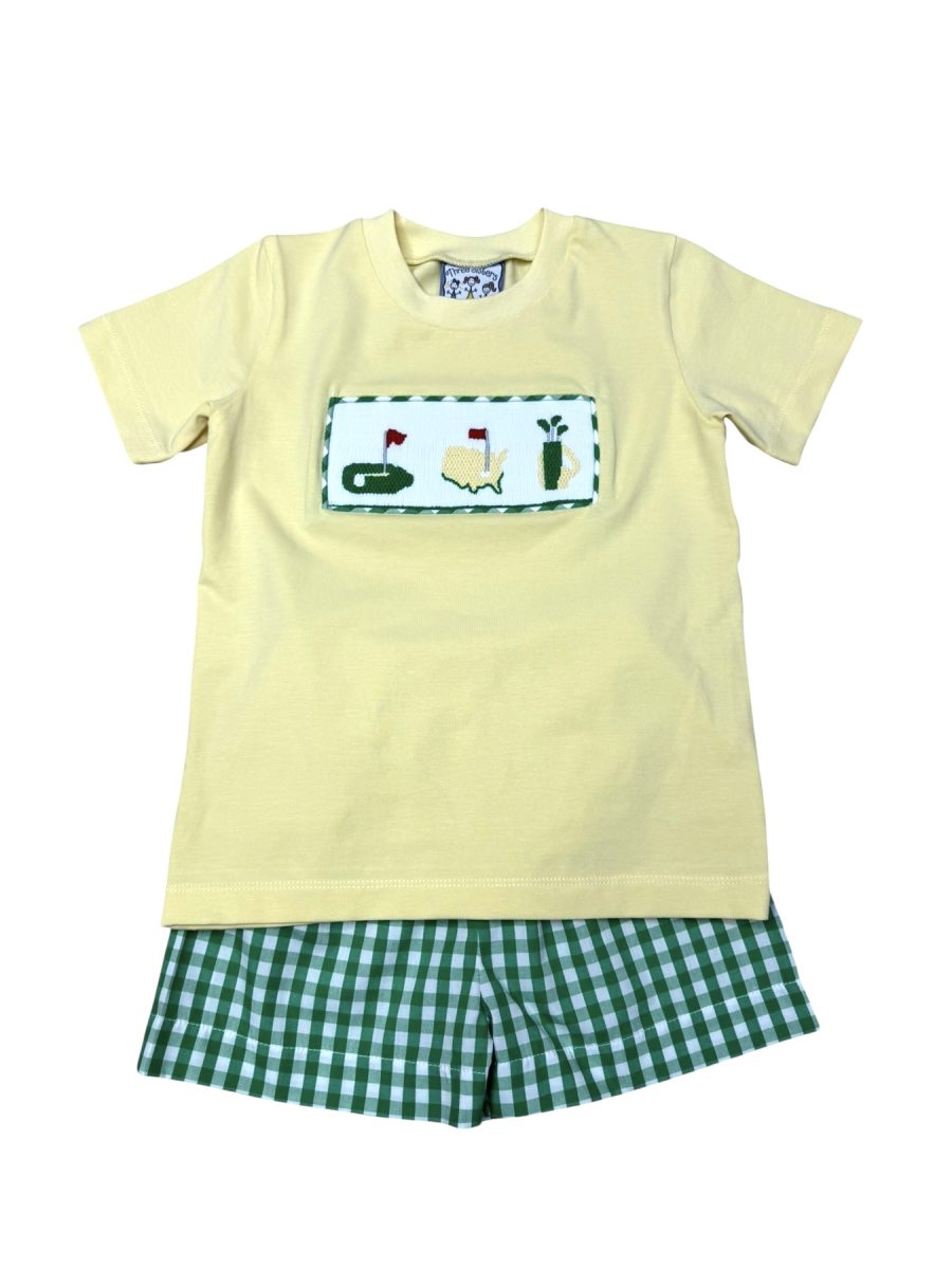 TS26 • boys smocked masters short set