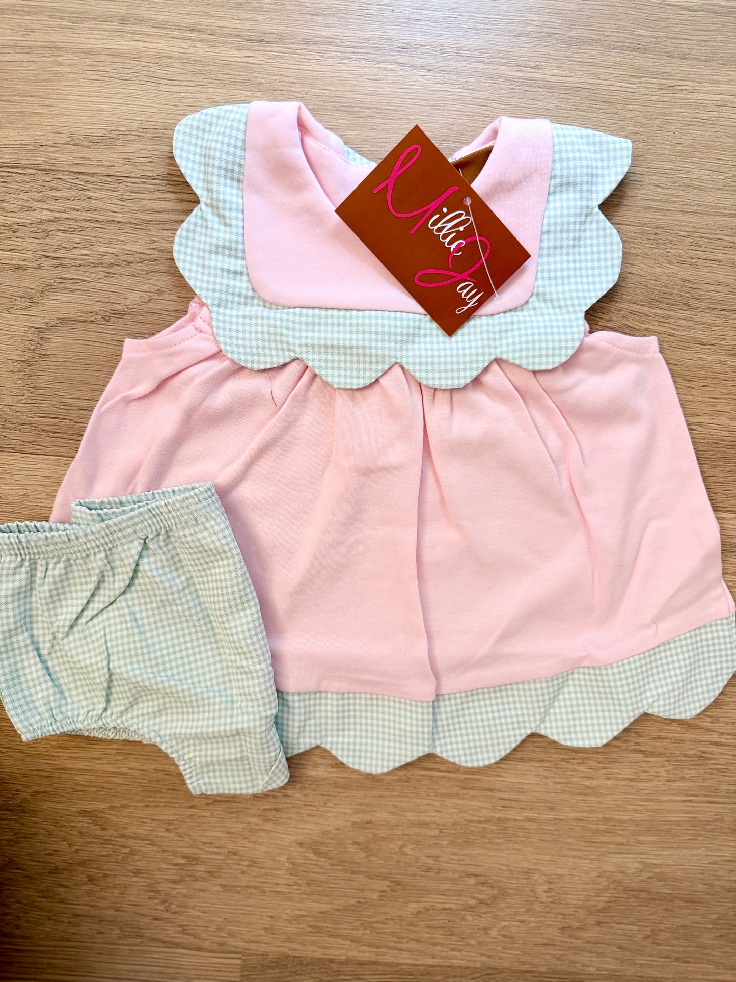 MJ26 • girls Lila bloomer set, pink & green (571)