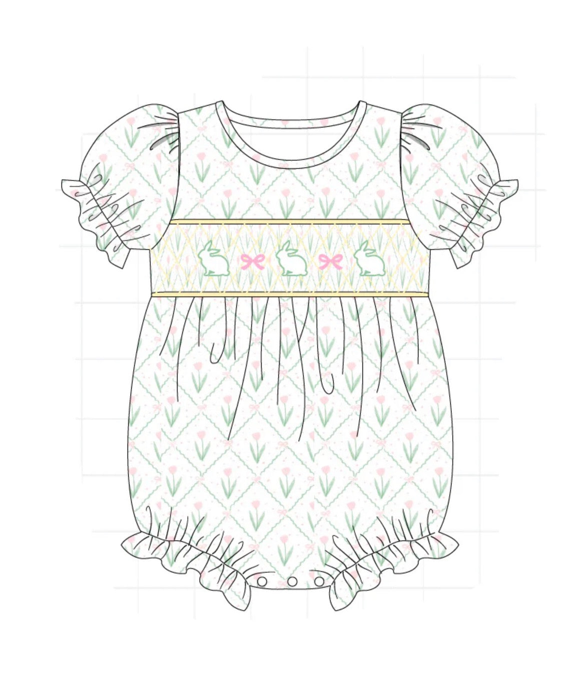 HD26 • Girls smocked bunny bow bubble