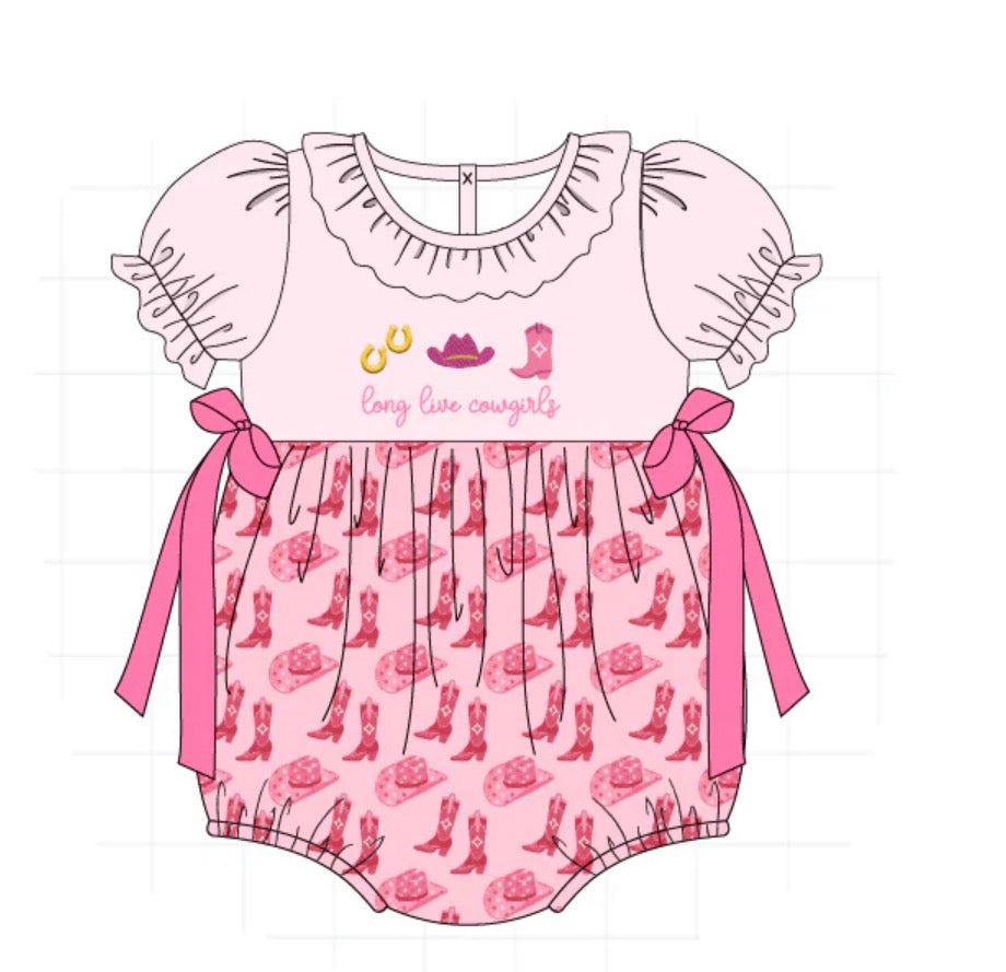Preorder 83 • girl embroidered long live cowgirls bubble. Ships Aug