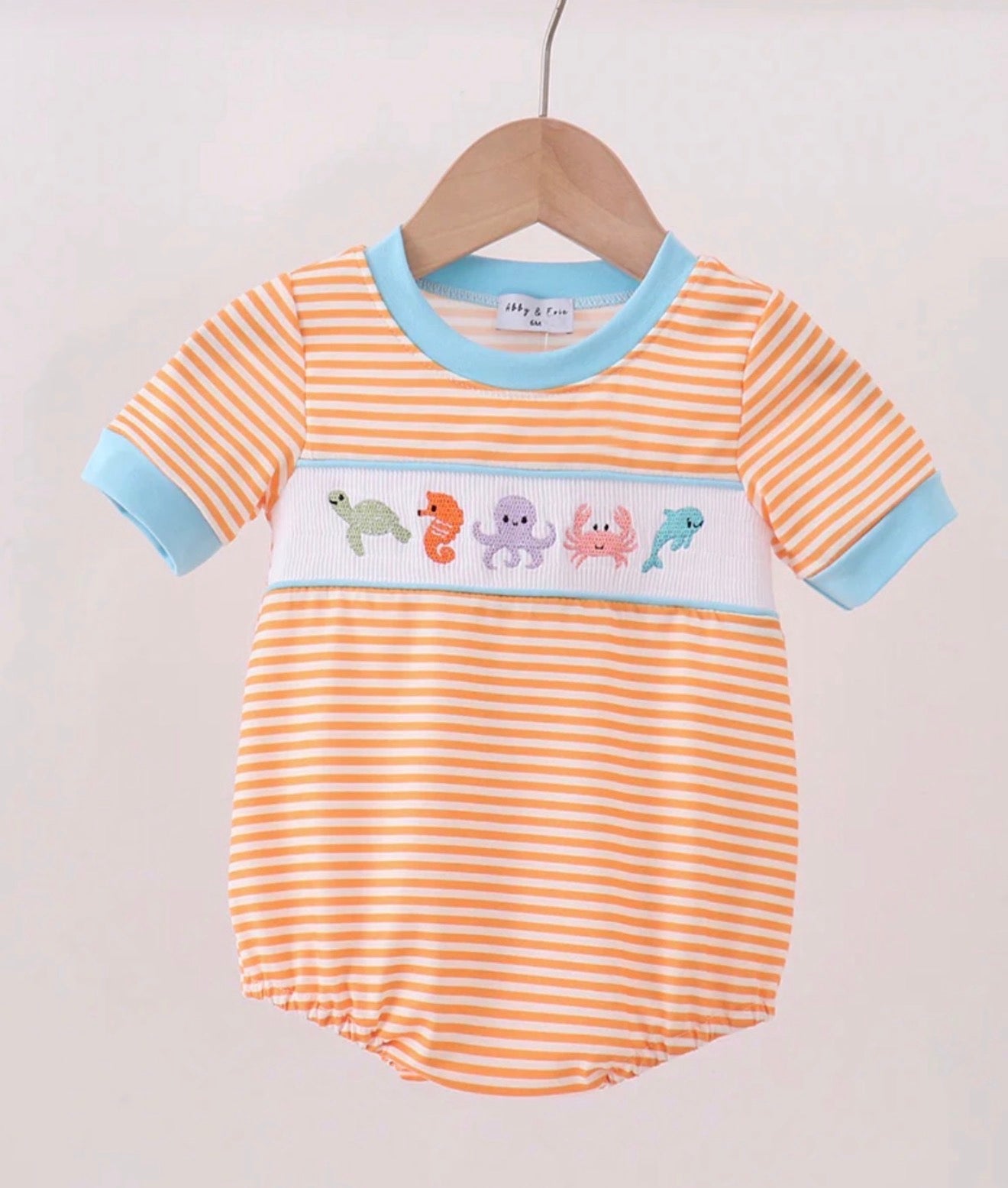HD26 • boys machine smocked marine creature stripe bubble