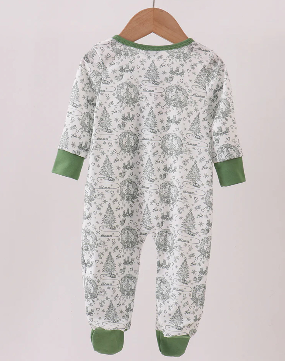 HD Xmas 25 • boys green tree print romper