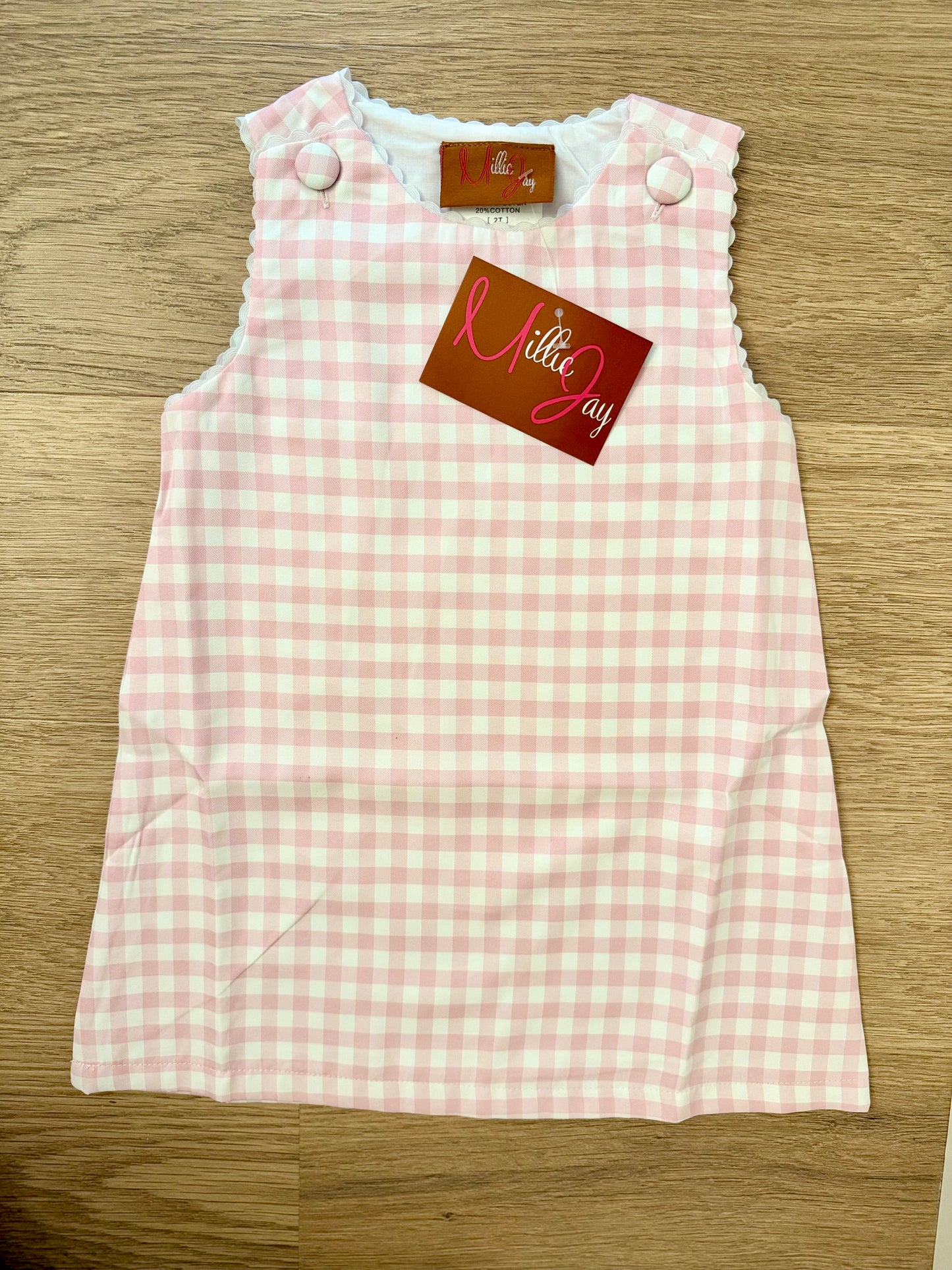 Mj26 • Addison a-line pink gingham dress. (647)