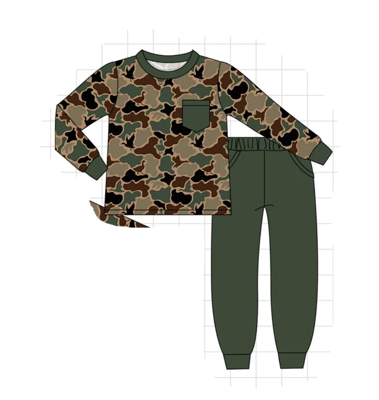 Preorder 86 • boys duck camouflage pant set