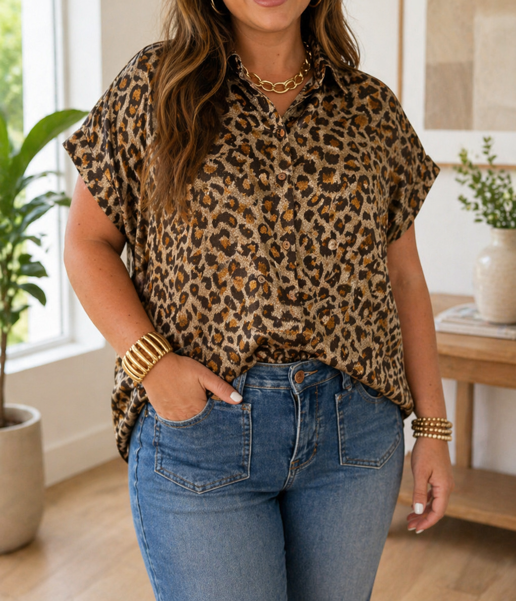 Gold Plus Leopard Dolman Shirt RTS