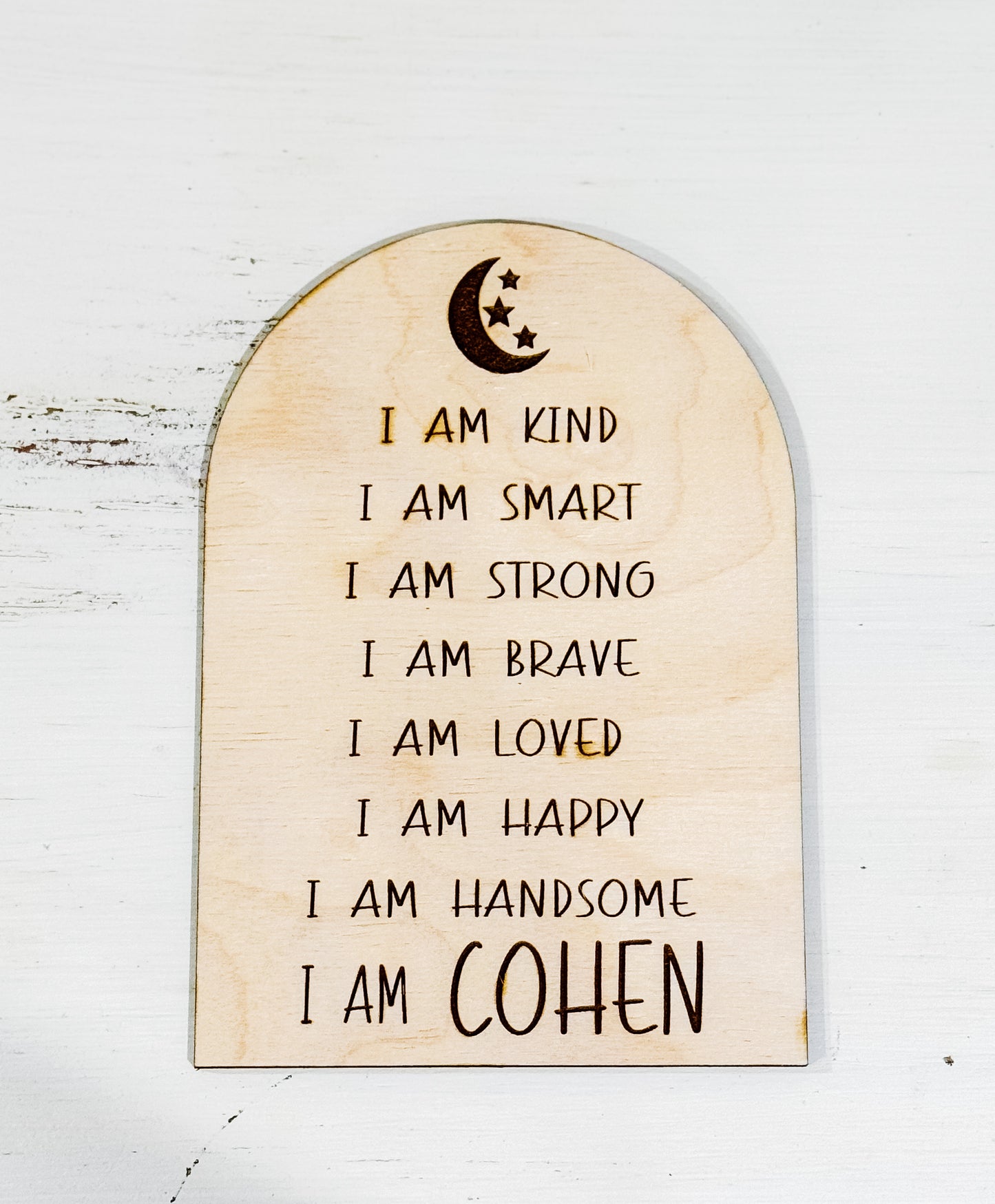 "I AM" Moon and Stars Arch Affirmation Sign