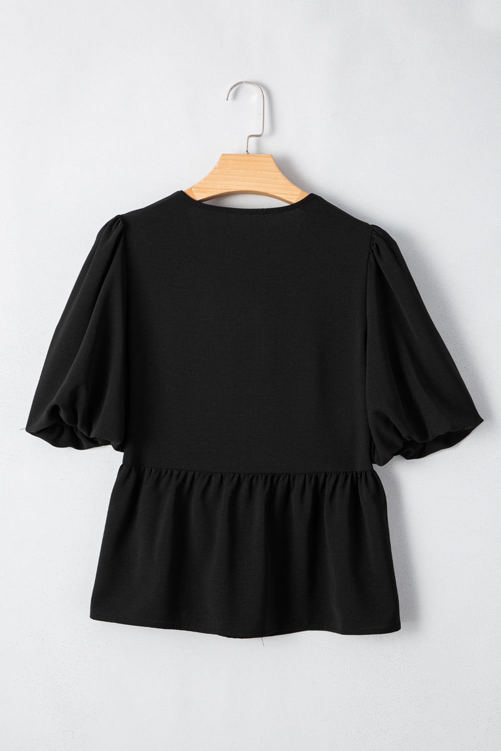 Black Bow Tie Peplum Blouse LT