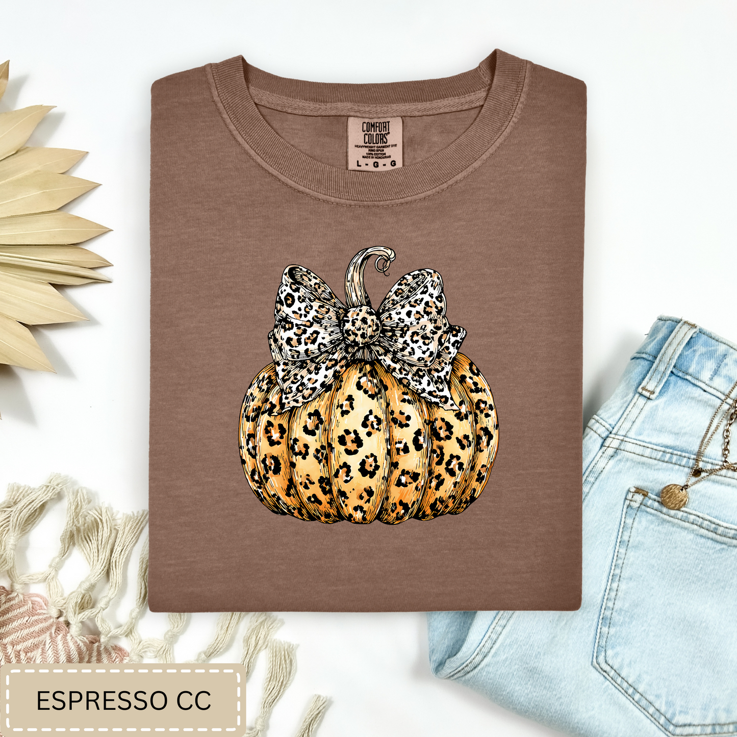Leopard Pumpkin With Bow Tee.