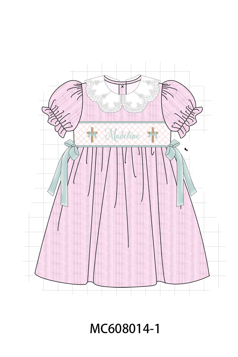 PO101 Pink&blue cross monogram smocked jacquard collection