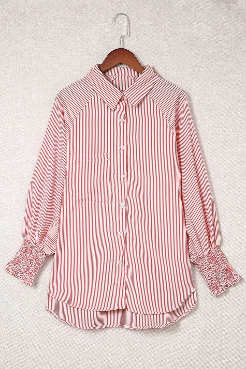 Red Smocked Boyfriend Shirt LT