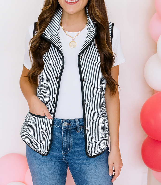 Stripe Snap Button Vest *TWO COLORS* LT