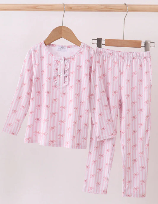 Bamboo • pink bow stripe pant