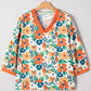 Orange Floral Frilled Blouse LT