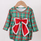 Christmas 2025 • girls plaid & lace bow bubble