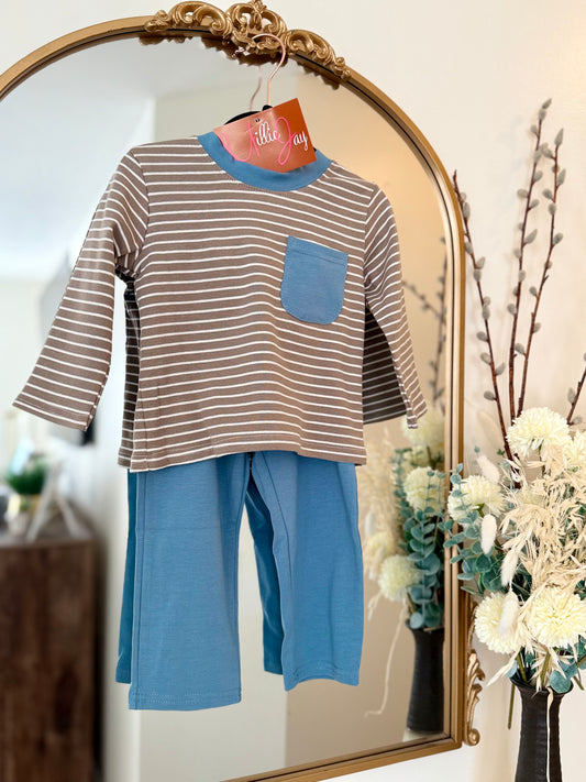 MJ25 • Tate Brown/Blue Pant Set