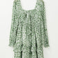 Green Floral Shirred Dress RTS