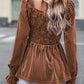 Chestnut Ribbed Velvet Babydoll Top RTS