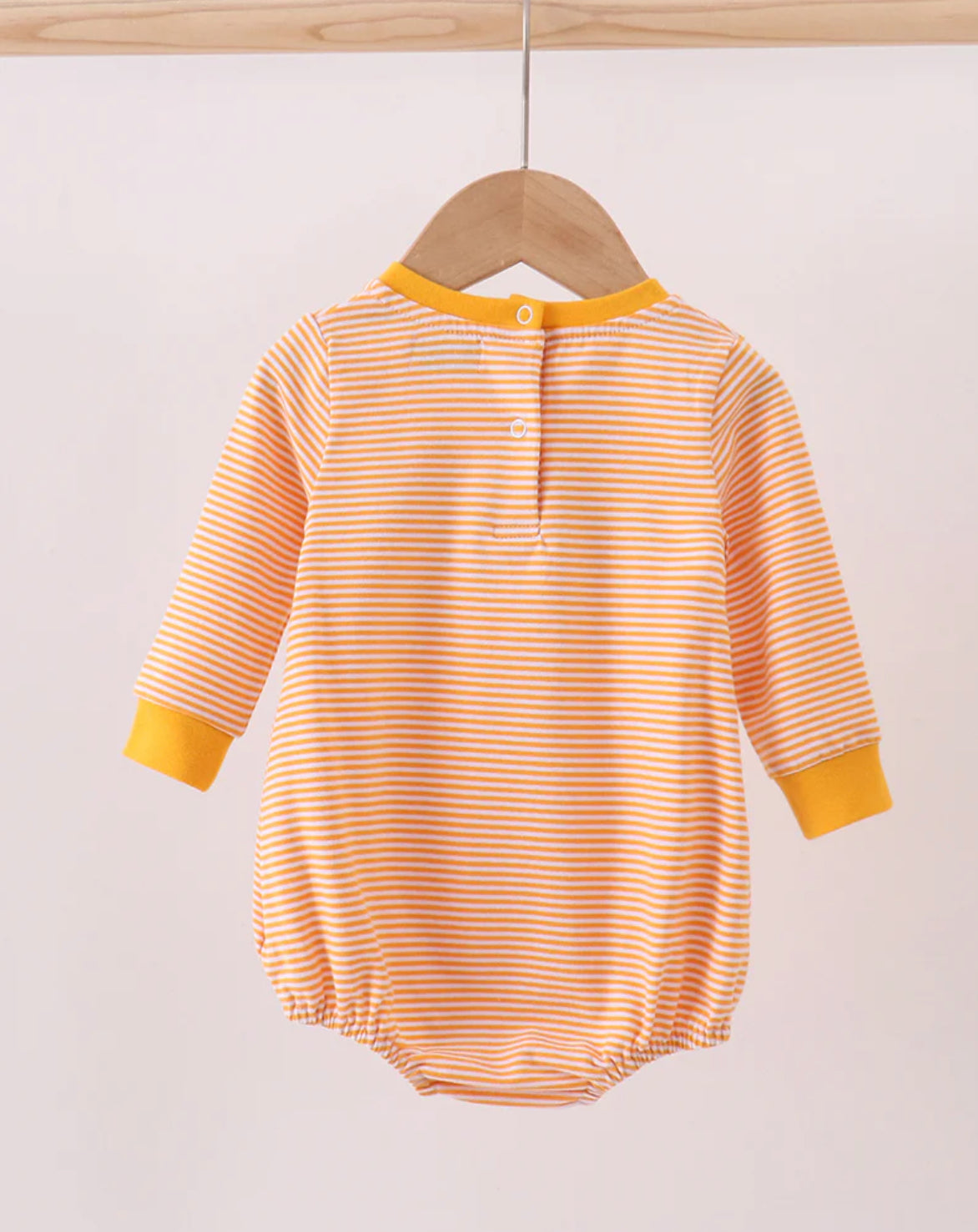Thanksgiving 2025 • boys embroidered turkey orange stripe bubble