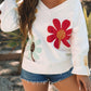 Big Flower Pattern V Neck Sweater *multiple colors* RTS