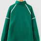 Green Contrast Plus Size Pullover LT