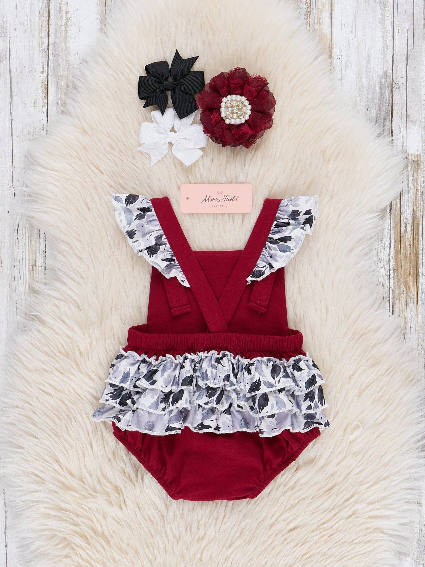 South Carolina Embroidered Floral Ruffle Bubble