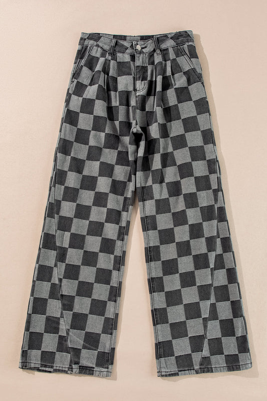 Grey Checkered Jeans LT