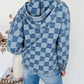 Blue Checkered Denim Hoodie RTS