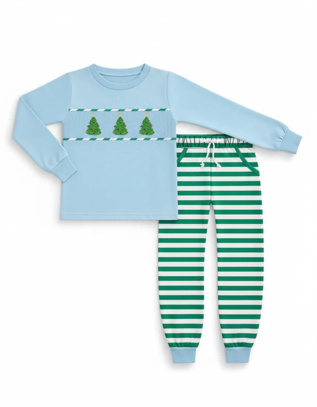Christmas 2025 • boys machine smocked tree pant set