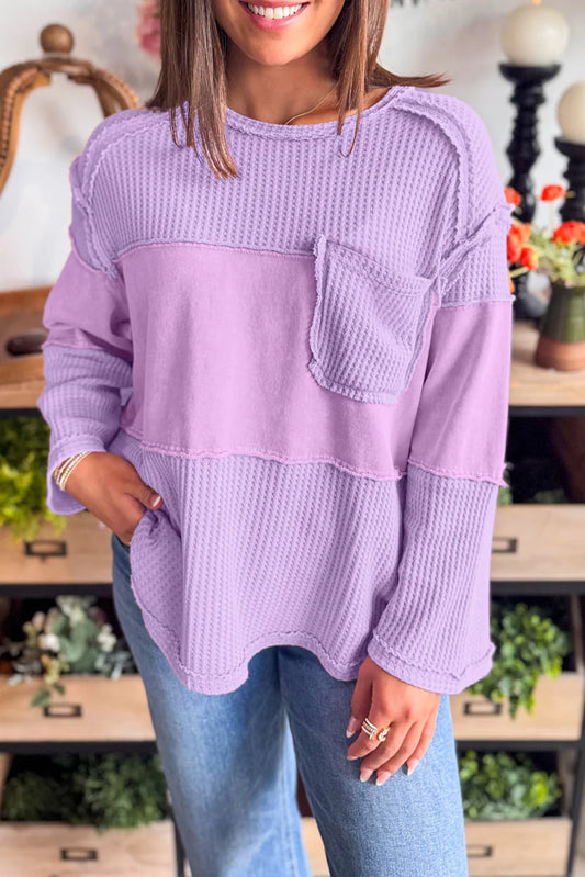 Women’s - Purple Thermal Knit Textured Top - C&C