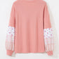 Pink Floral Sleeve Waffle Plus Top LT
