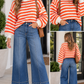 Orange Stripe Textured Top