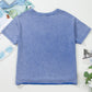Blue  Mineral Wash USA Patch V Neck Tee RTS