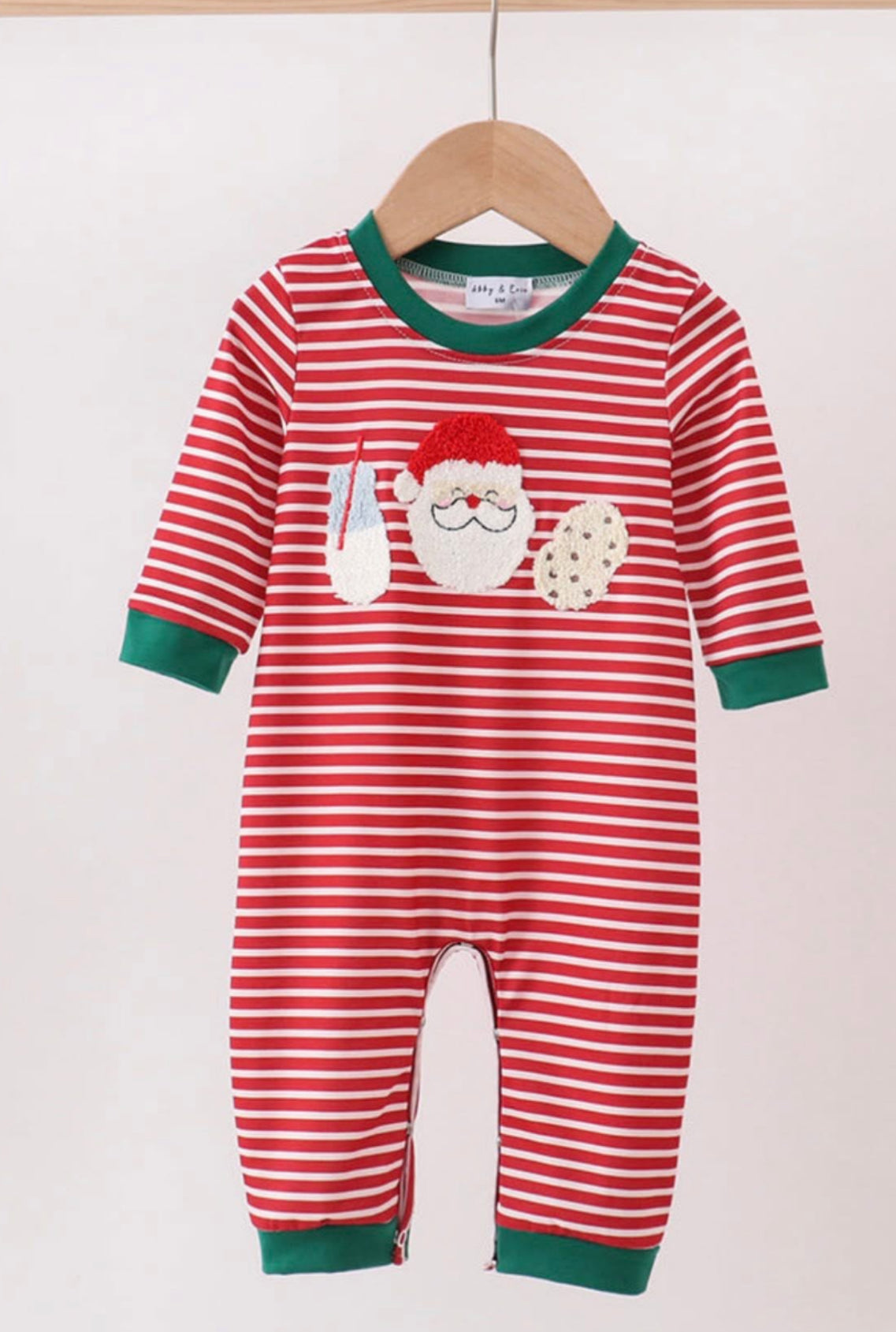Christmas 2025 • boys milk Santa & cookies French knot romper