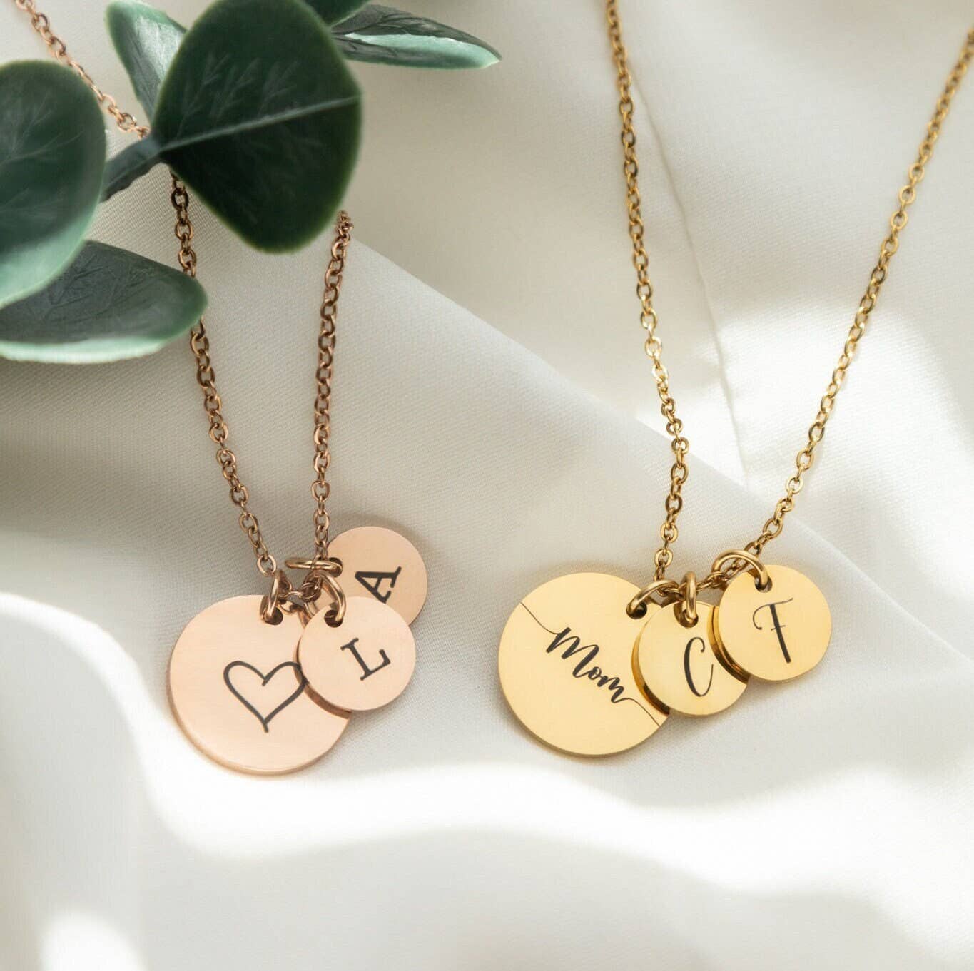 Personalized Disk Necklace with Custom Kids Initials