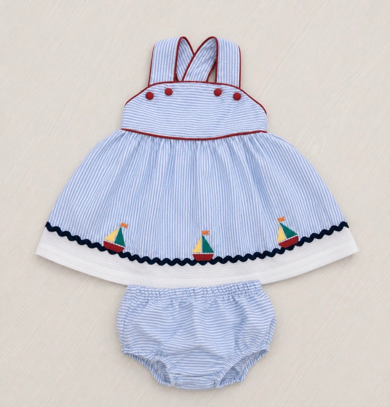 BS26 • Sailboat Appliqué Girls Bloomer Set